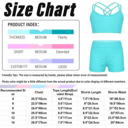 Trajes modernos de dança para meninas, colete sem mangas, tops com shorts, roupas dançantes de palco, roupas esportivas, balé e ginástica infantil - Image 6