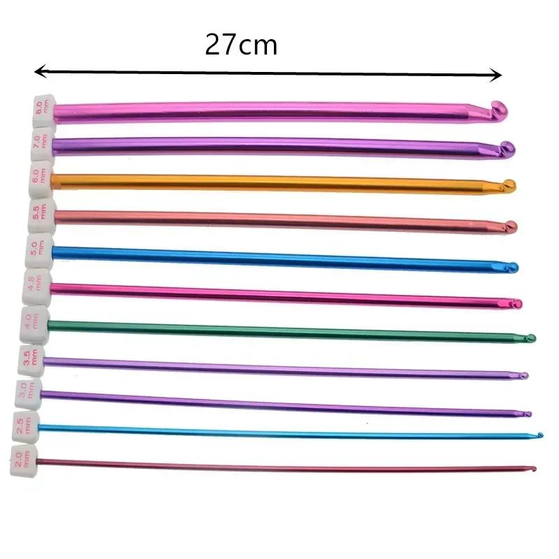 Agulhas de crochê de alumínio para tricô, agulhas de tricô com gancho de crochê, 2-8mm, 11 peças. - Image 1
