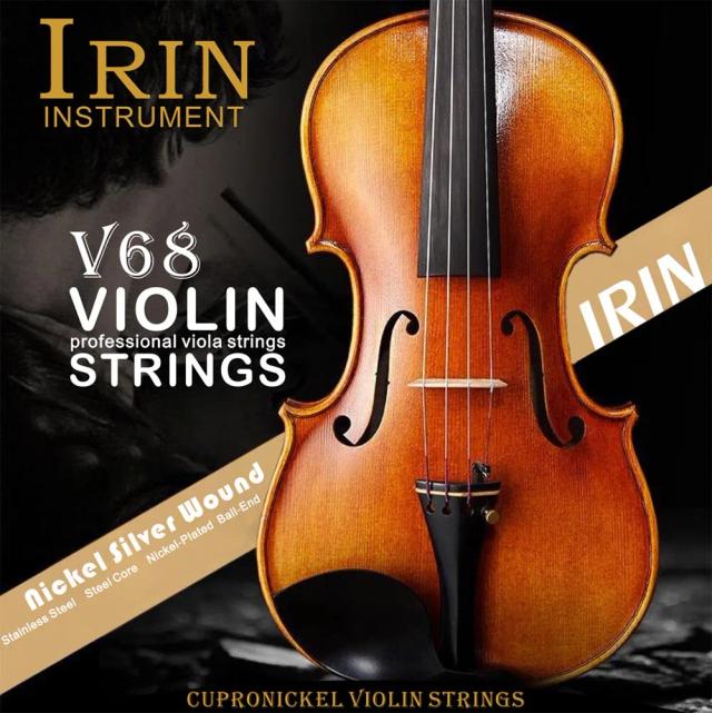 Cordas de Violino Profissionais IRIN V68 em Várias Cores (E-A-D-G) de Níquel Prata para Tamanhos 4/4, 3/4, 1/2 e 1/4 - Perfeitas para Acessórios Musicais