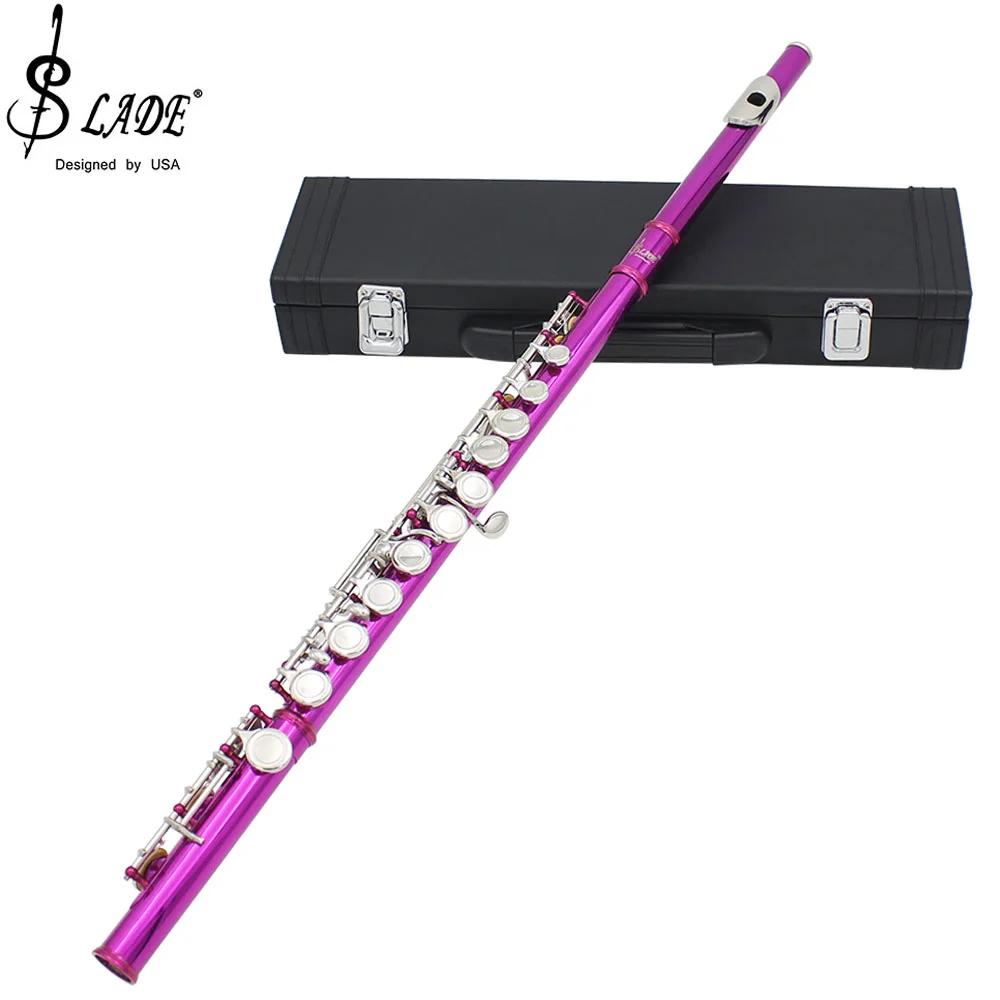 16 buracos c chave flauta ocidental concerto cuproníquel vermelho transversal flauta instrumento de sopro com caso chave de fenda pano de limpeza - Image 1