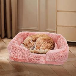 Cozy Plush Praça Pet Sofá-cama, espreguiçadeira ortopédica, Fluffy Zipper Cover, lavável, quente, Pet Almofada - Image 2