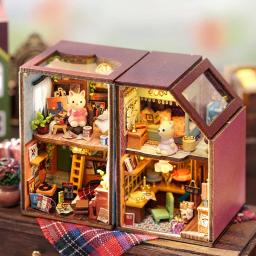 Casas de bonecas para meninas, Kits de construção em miniatura com móveis, Brinquedos Dollhouse, DIY, Mini Rabbit Town Casa, Presentes de aniversário - Image 3