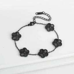Cor jóias trevo aço inoxidável nova planta cinco folhas flor pulseira jóias quentes presentes para mulher - Image 2
