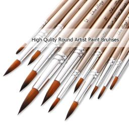 Round Pointed Tip Pincéis Set for Art Drawing, Artist Acrílico, Aquarelle, Guache, Aquarela, Pintura a óleo, 12pcs - Image 4
