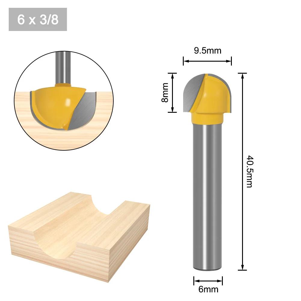 Round Ball Nose Router Bits Set, Fresa para madeira, CNC Carbide Cove Core Box Bit, Ferramentas de corte para madeira, 6-30mm Shank - Image 1