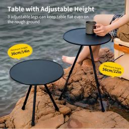 Mesa redonda de acampamento WESTTUNE com suporte de luz Mesa dobrável portátil ultraleve com pernas ajustáveis para piquenique interno/externo - Image 2