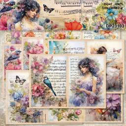 KLJUYP-Fada Flor Papel Padrão Scrapbooking, Pacote de Cartas Extravagantes, Papel Artesanal Leve, Tamanho A5, 8 Folhas - Image 2