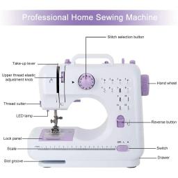 Mini máquina de costura portátil com pedal calcador, elétrico, doméstico, artesanato, conserto, overlock, iniciantes, 12 pontos - Image 3