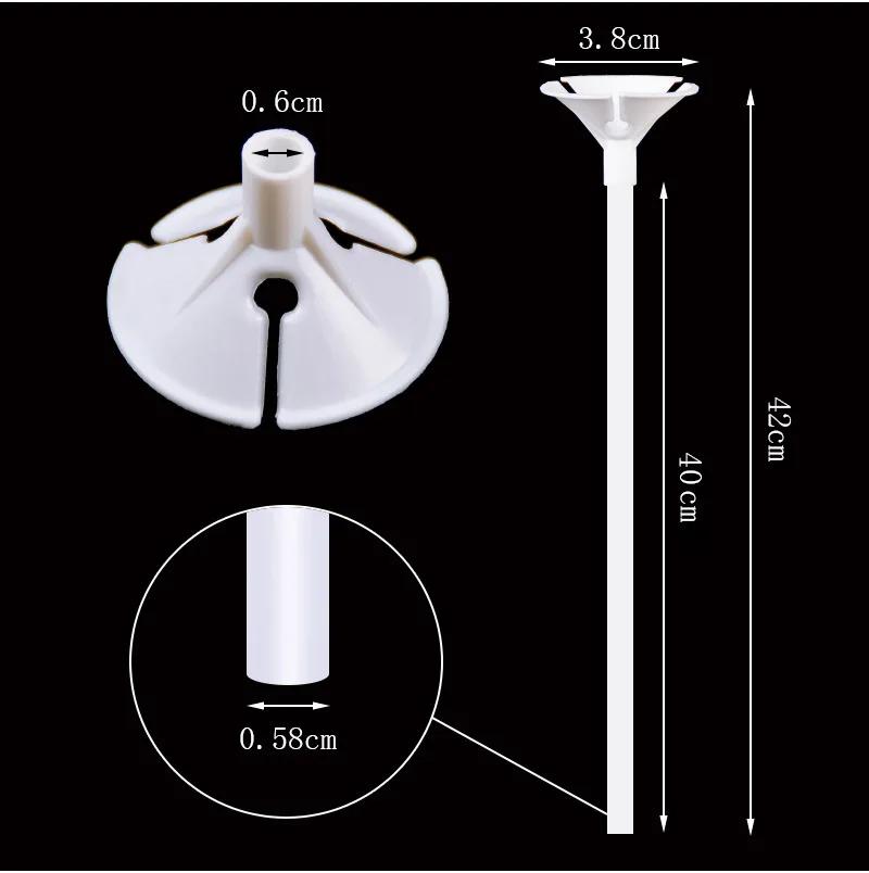100 jogos/lote 40cm látex balão vara branco pvc hastes balões titular varas com copo festa suprimentos decoração acessórios - Image 1