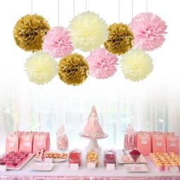 Pompom de papel de seda 20cm, 8 polegadas, bolas de flores para decoração de sala de casamento, materiais de festa de aniversário, diycraft, flor de papel - Image 2