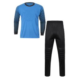 Criança meninos futebol guarda-redes roupa esporte terno futebol treinamento jogo uniforme manga longa esponja acolchoado camiseta com sweatpants - Image 2