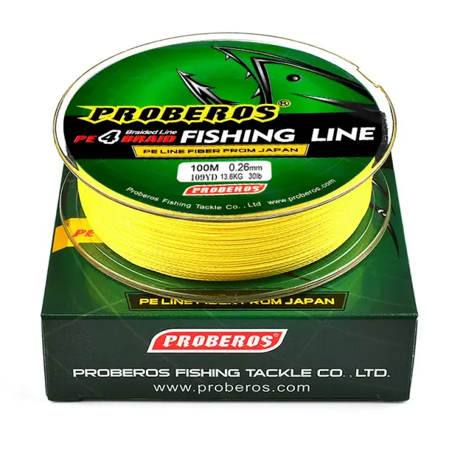 Linha de Pesca Multifilamento PE Trançado 100m 4 Tranças 6lb-100lb Disponível em Amarelo, Verde, Azul, Cinza e Multicolorido