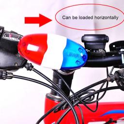 LED bicicleta polícia sirene com luz sonora, buzina elétrica, 4 sons, sirene de sino, luz de bicicleta - Image 2