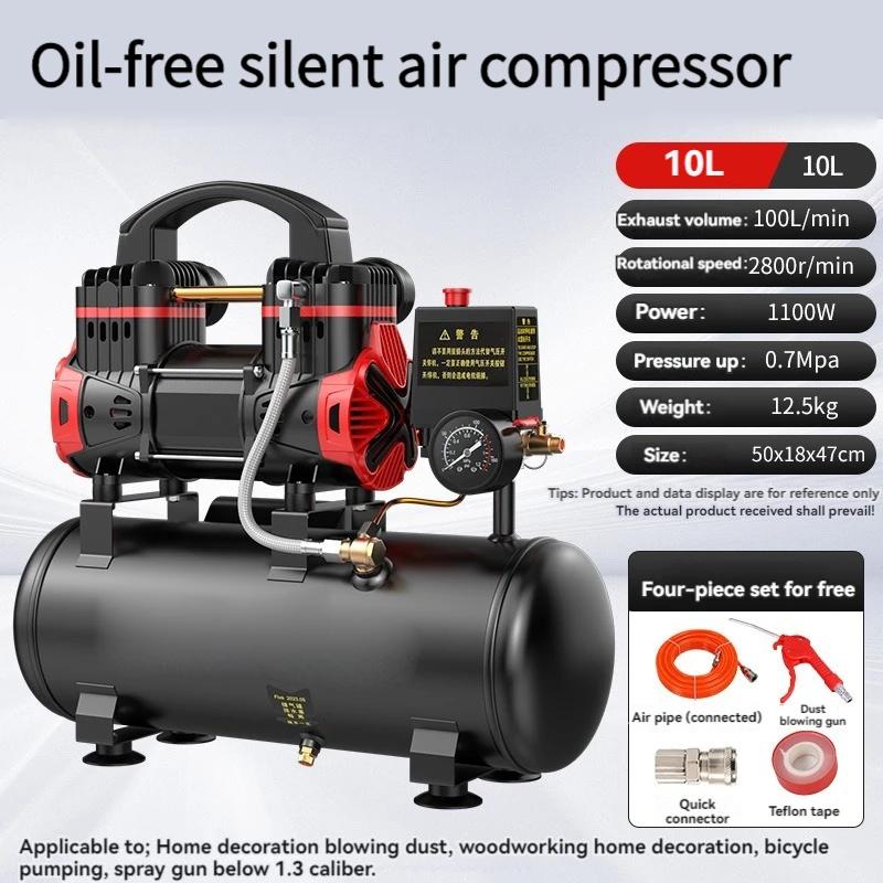 Compressor de ar silencioso, silencioso, isento de óleo, bomba de ar portátil, reparo doméstico, insuflação de pneus, compressor sussurro, 1100W, 1500W - Image 1