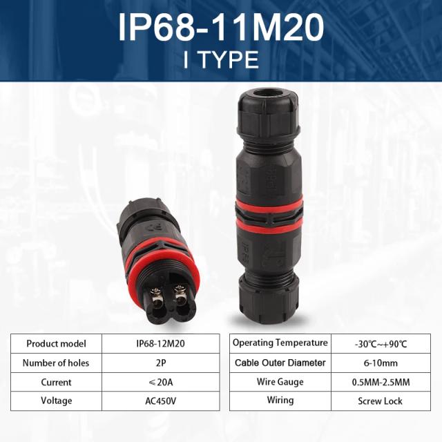 Conector Impermeável IP68 I/Y/T M20/M25 com Adaptador para Cabo de 6-16mm - 2/3/4/5 Pins Parafuso Terminal DIY para Uso Externo