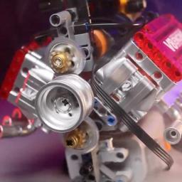 V8 motor motorizado simulação tijolo modelo movido eletricamente blocos de construção peças técnicas do carro brinquedos criativos presentes crianças adulto - Image 5