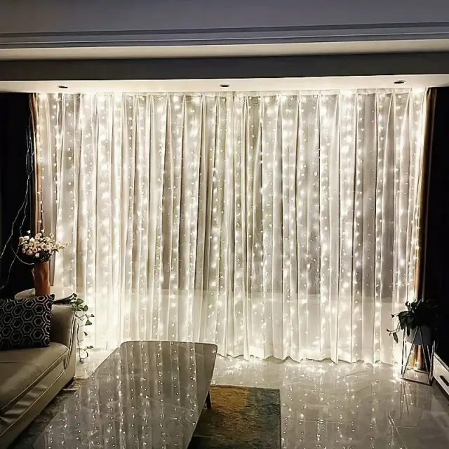 Cortina de Luzes LED com Controle Remoto e USB - Ideal para Decoração de Casa, Quarto, Casamentos, Festas e Também para o Dia das Bruxas e Natal