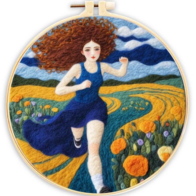 Conjunto Criativo de Feltragem em Lã com Moldura para Bordado - Kit de Artesanato DIY para Meninas