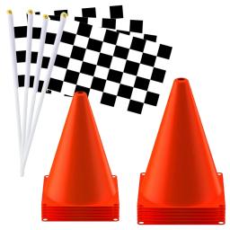 30pcs Cones Tráfego e Racing Checkered Bandeiras Define Mini Red Sports Cones de Segurança para Crianças Corrida Car Theme Birthday Party Supplies - Image 1