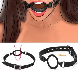 Cinta de mordaça de anel o de silicone completo, mordaça de mordida de boca aberta, brinquedos bdsm de fixação oral fetiche, focinho de bondage de escravo sexual sm ferramentas de flertar de casal - Image 1