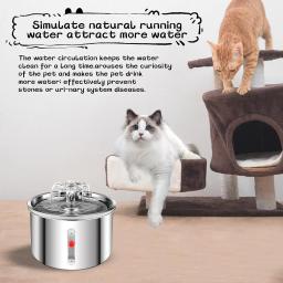 Dispensador automático da água do animal de estimação, alimentador do cão, fonte de água do gato, fácil limpar e usar, 100% aço inoxidável, 2L - Image 5