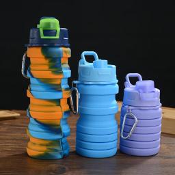 Silicone criativo copo de água dobrável, grande capacidade garrafa de água portátil, para esportes ao ar livre, ciclismo, 500ml - Image 3