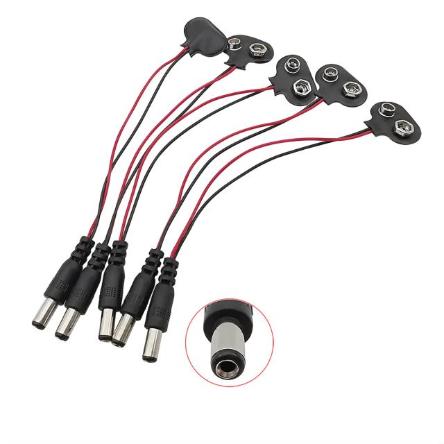 Cabo de Alimentação com Conector Snap Tipo T de 9V DC para Arduino Uno R3 - 10 Peças