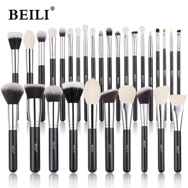 Sete de Pincéis de Maquiagem Profissionais BEILI com Suporte - 30 a 42 Peças para Fundação, Pó, Blush e Sombra