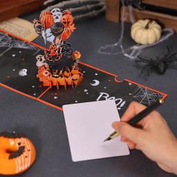 Cartão de Halloween 3D, Balão, Gato Preto, Pop Up, Cartão de Saudações, Cartão Postal, Presentes encantadores para amigos, crianças, casal - Image 4