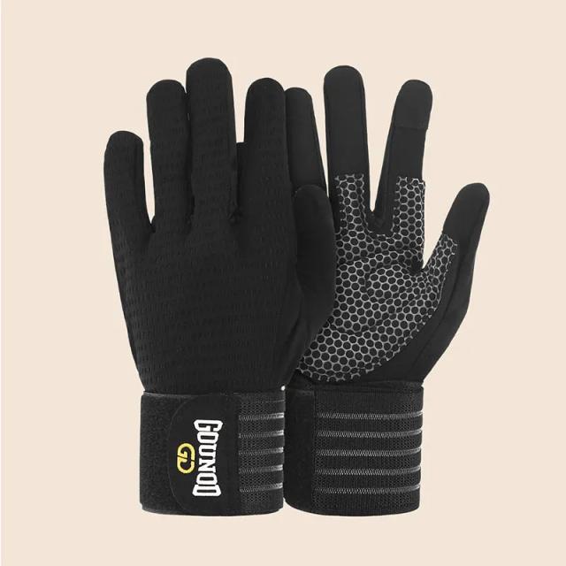 Luvas de Fitness Dedo Completo Esportivas Respiráveis com Pulseiras 2 unidades