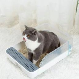 Grande vaso sanitário semi-fechado completo para gatos, caixa de areia para gatos, anti-areia, tamanho pequeno, grande, cheio, suprimentos - Image 3