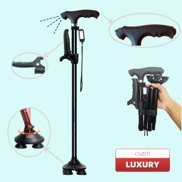 Bastão Dobrável de Alumínio com Luz, Bastões Retráteis, Trekking Poles para Velho, Muletas Elegantes para os Idosos, Vovô - Image 2