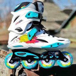 Patins inline profissionais para homens e mulheres, tênis de patinação rápida, patins ao ar livre, branco e preto, tamanho 30-44, adulto e infantil - Image 3