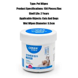 Pet olho lágrima mancha removedor toalhetes, sem irritação, orelha limpeza, grooming suprimentos, 150pcs - Image 6