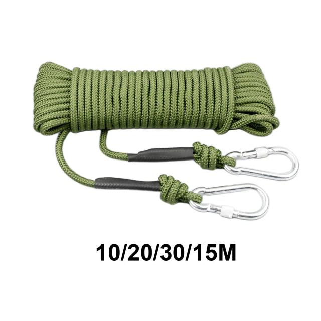 Corda de Escalada de 8 mm com Arame de Aço e Ganchos para Sobrevivência em Escalada no Gelo e Paraquedismo Verde