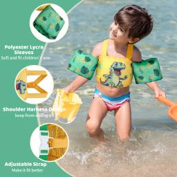 Jaqueta salva-vidas manga braço do bebê, maiô de segurança treinamento natação, piscina flutuante, anel de natação, colete salva-vidas dos desenhos animados - Image 2