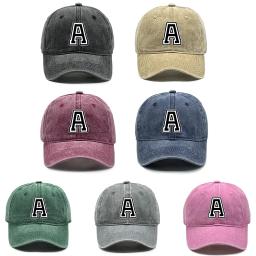 Personalizado 26 alfabeto A-Z chapéus para homens mulheres engraçado ajustável algodão clássico impressão carta inicial boné de beisebol angustiado - Image 6