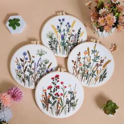 Kit de bordado de folhas e plantas, kit de ponto cruz, artesanato diy, presente com instruções, linha de agulha, suprimentos de bordado - Image 1