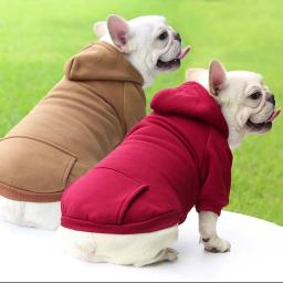 Moletom com capuz quente para cães, roupas para raças médias e pequenas, capuz de cachorros, buldogue francês, peluche, pet suprimentos, inverno - Image 2