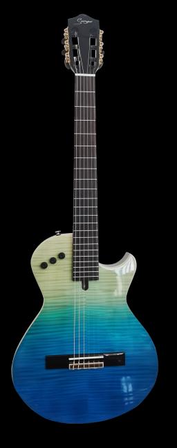 Guitarra elétrica portátil com efeito embutido, bonito Sunset Flame Maple, silencioso, corda de nylon, viagem, clássica, alta qualidade - Image 3