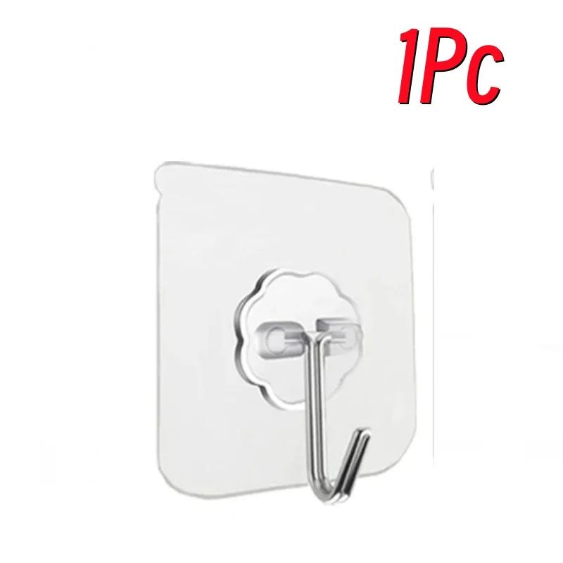 Tansi ganchos autoadesivos transparentes de aço inoxidável, 100 peças, toalha de banheiro, armazenamento de roupas, ganchos adesivos, cabides de chave, armazenamento - Image 1