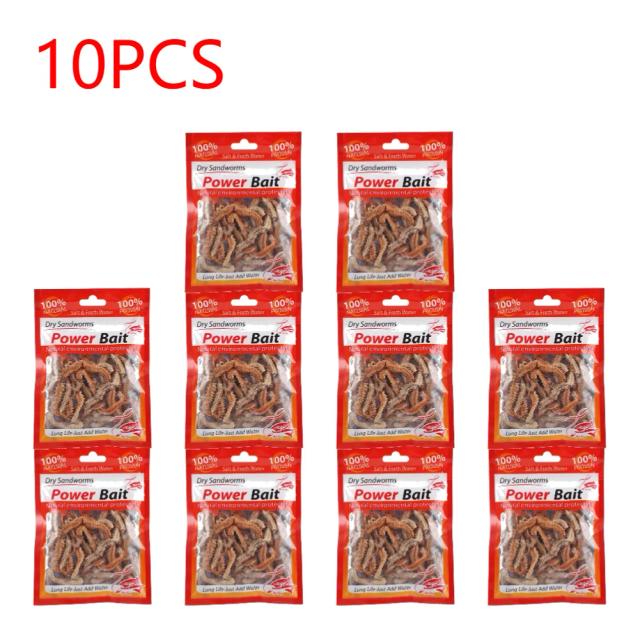 Isca Natural para Pescaria com Minhocas Secas, Atraente para Água Doce e Salgada - Ideal para Carpas e Acessórios de Pesca (1-10 peças)