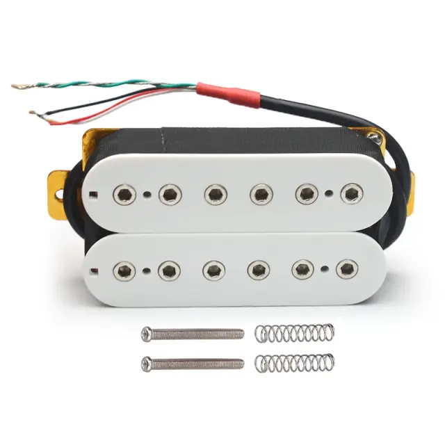 Kit de 6 Captadores Humbucker Duplos Ajustáveis para Guitarra Elétrica com 12 Parafusos Hex Brancos