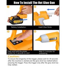 Pistola de cola quente para artes e ofícios, ferramenta de reparo elétrico do calor, Makita, Dewalt, Bosch, Milwaukee, Ryobi, bateria de lítio 18V, DIY - Image 6