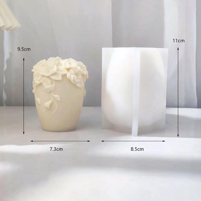 Moldes de Silicone para Velas de Rattan com Flores - Arte e Escultura em Gesso para Decoração e Presentes de Casamento