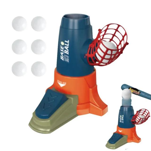 Conjunto infantil de máquina de arremesso 2 em 1 para beisebol e softball com 6 bolas de beisebol e tênis