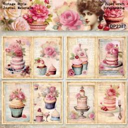 Pacote de cartões Panalisa Craft, Estilo Vintage, Bolo de Copo Scrapbooking, Papel Modelado, Peso leve, 8 folhas, Tamanho A5 - Image 4