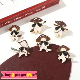 Cogumelo esmalte pinos personalizado faca flauta planta broche lapela crachá saco dos desenhos animados leitura livro jóias presente de ano novo para amigos - Image 3