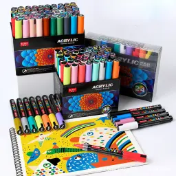 Acrílico Marcador Rock Painting Kit for Kids, Crianças Stone Paint Set Canetas, Cerâmica De Vidro De Madeira, Artesanato DIY, Arte Suprimentos, 12 60 Cores - Image 1