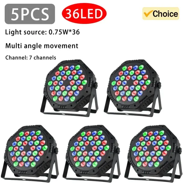 Ilumine sua Festa com Luzes RGB Coloridas e Controle Remoto: Efeitos Sonoros para DJ, Casamentos e Festivais - Opções de 1, 5 ou 10 Lâmpadas 36LED DMX512
